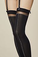 Thigh high stockings, glitter, sheer inlays, stripes